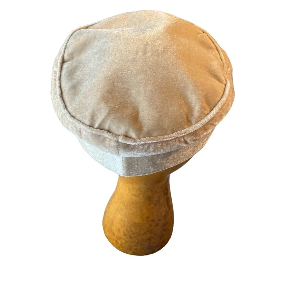 Nice Tan Sailor Hat Black Lining Draw String Great Condition